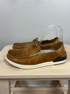 OLUKAI Kakaha Leather Loafer Slip Ons Men's 7/40 Comfort Casual Neutral